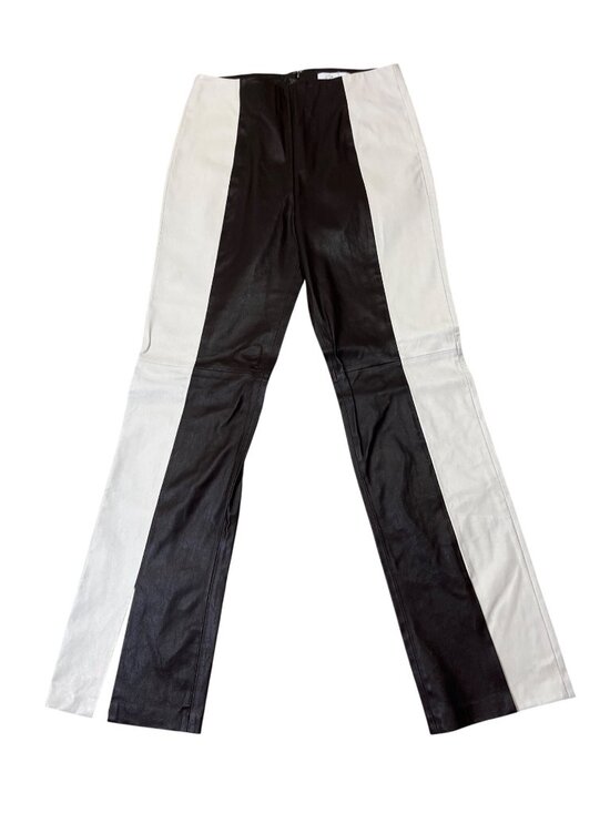 L'Academie Pants - LAcademie Womens Size L The Hanriette Leather Pant Brown Cream Two-Tone